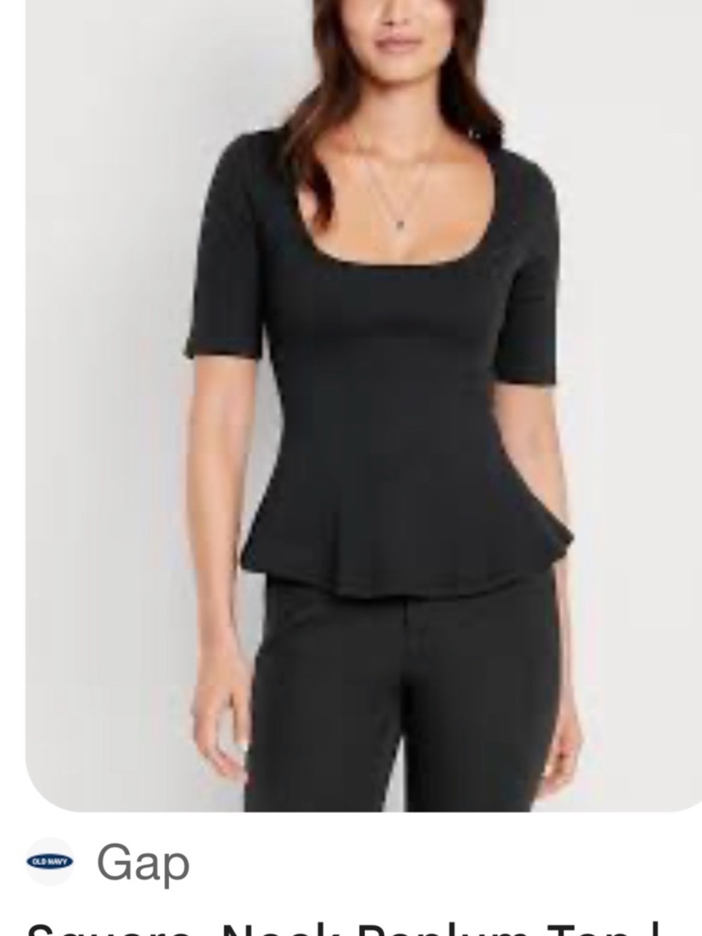 Old Navy Black Square-Neck Peplum Top